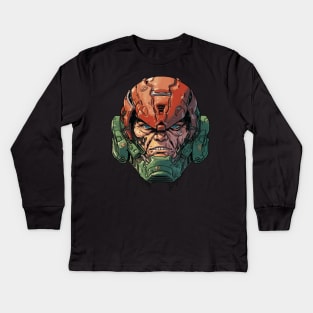 Futuristic Space Marine Classic Game Helmet Kids Long Sleeve T-Shirt